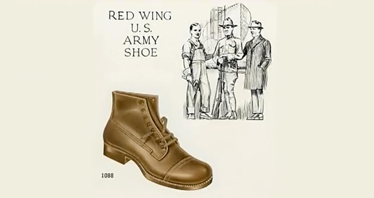 Old ad for Red Wing shoes during the second world war