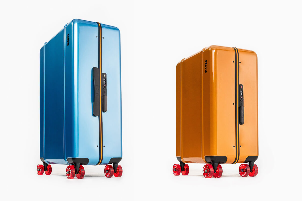 Floyd Suitcases Pacific Blue and Sunset Orange