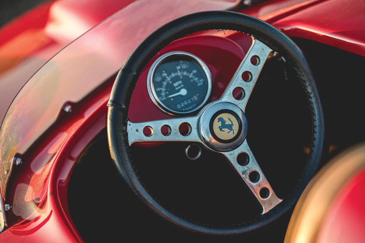 Connetti Ferrari Junior close up of the steering wheel