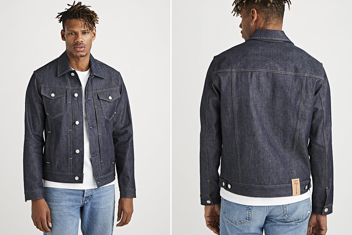 Tenue. Fonda Midway denim jacket details showing the fit of the jacket close up
