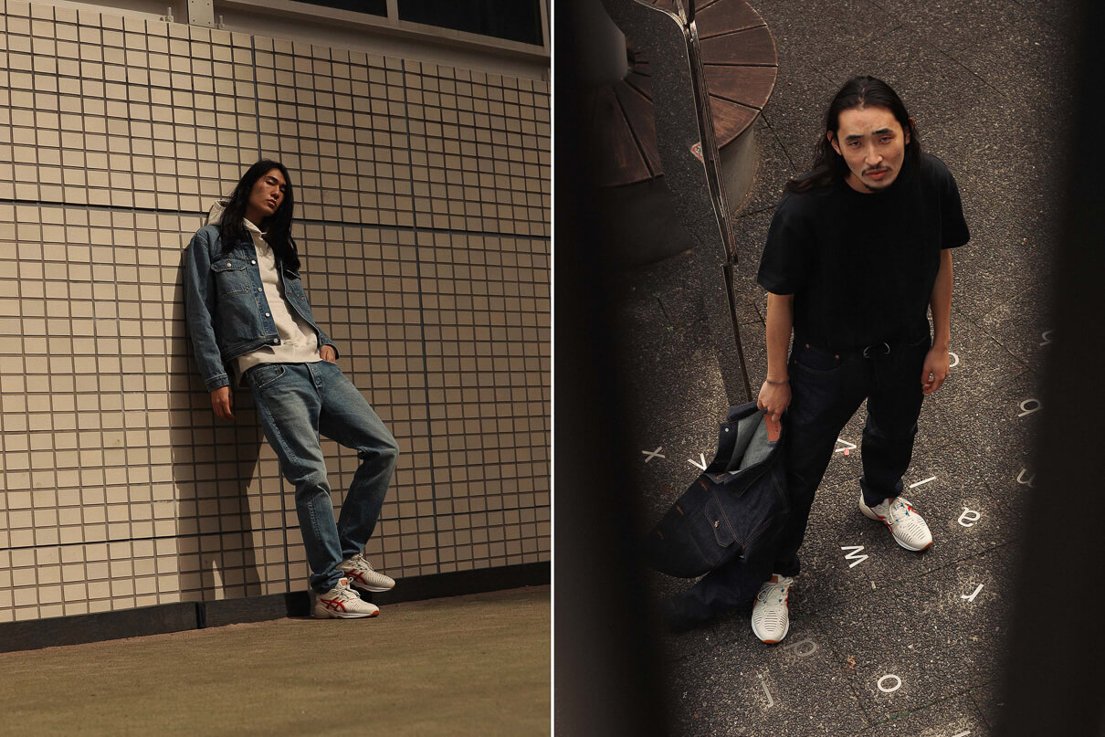 Details showing the washed denim from the Edwin made in Japan lookbook for Spring Summer 2020